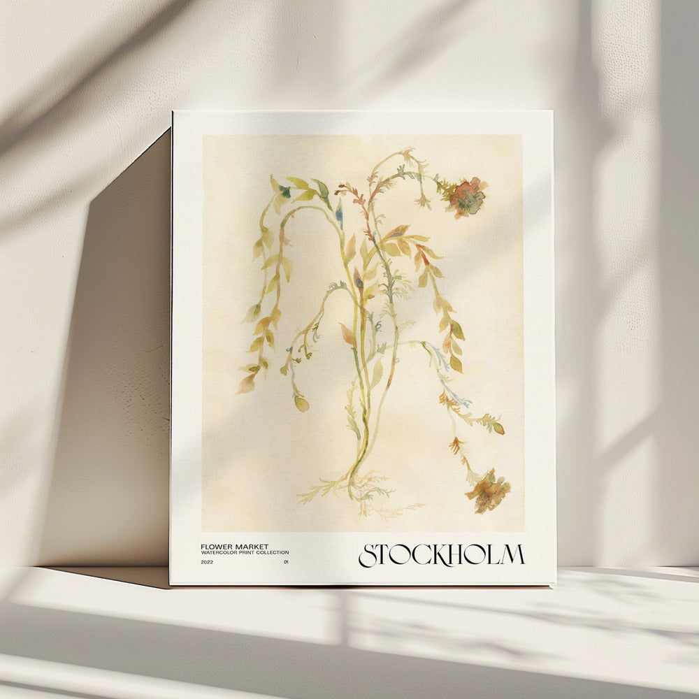 Collectie aquarelprints. Bloemenmarkt - Stockholm | Canvas