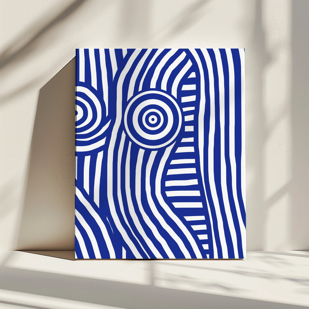 Voorkant Blauw en Wit Gestreept Nude | Canvas
