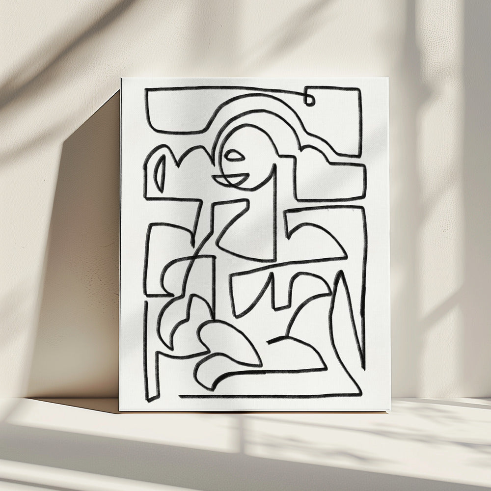 Abstracte krijtlijnkunst | Canvas