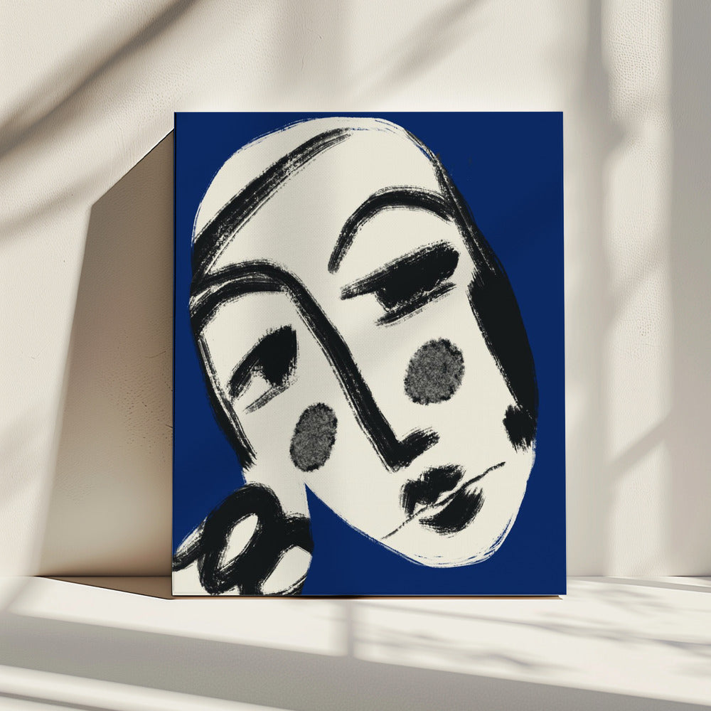 Rustend portret in blauw | Canvas
