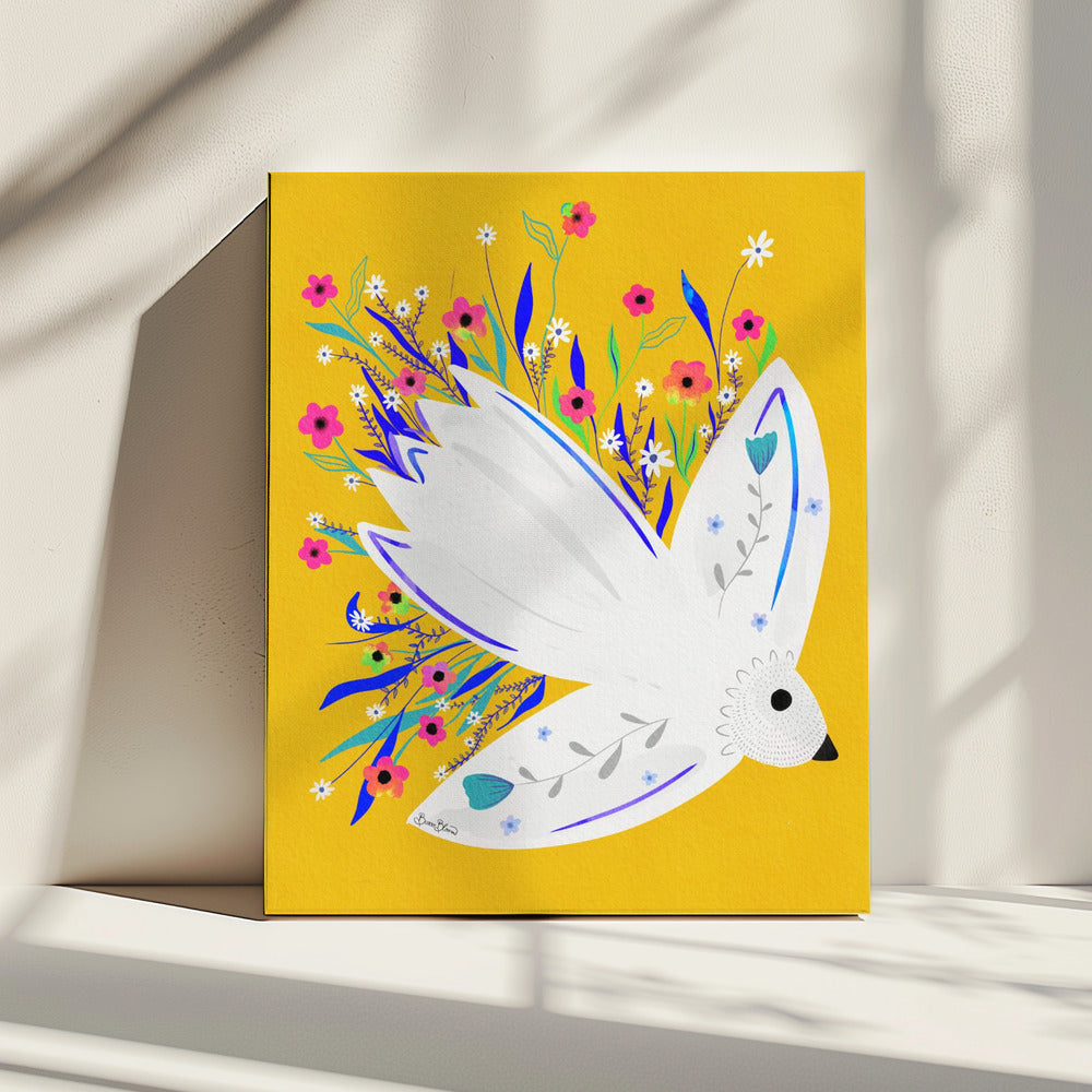 Vogel in bloemen illustratie | Canvas