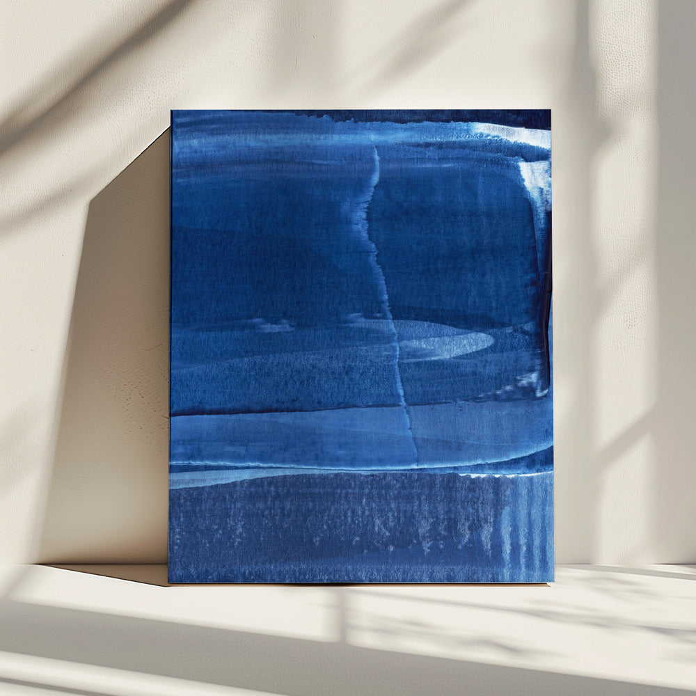 Blauwe textuur met vloeiende verticale lijnen | Canvas