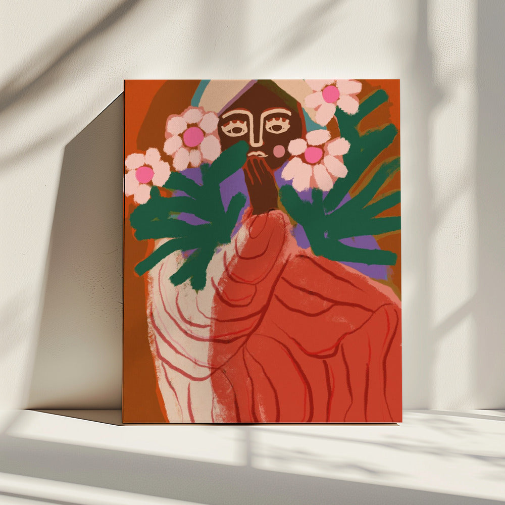 Verlegen bloemenmeisje | Canvas