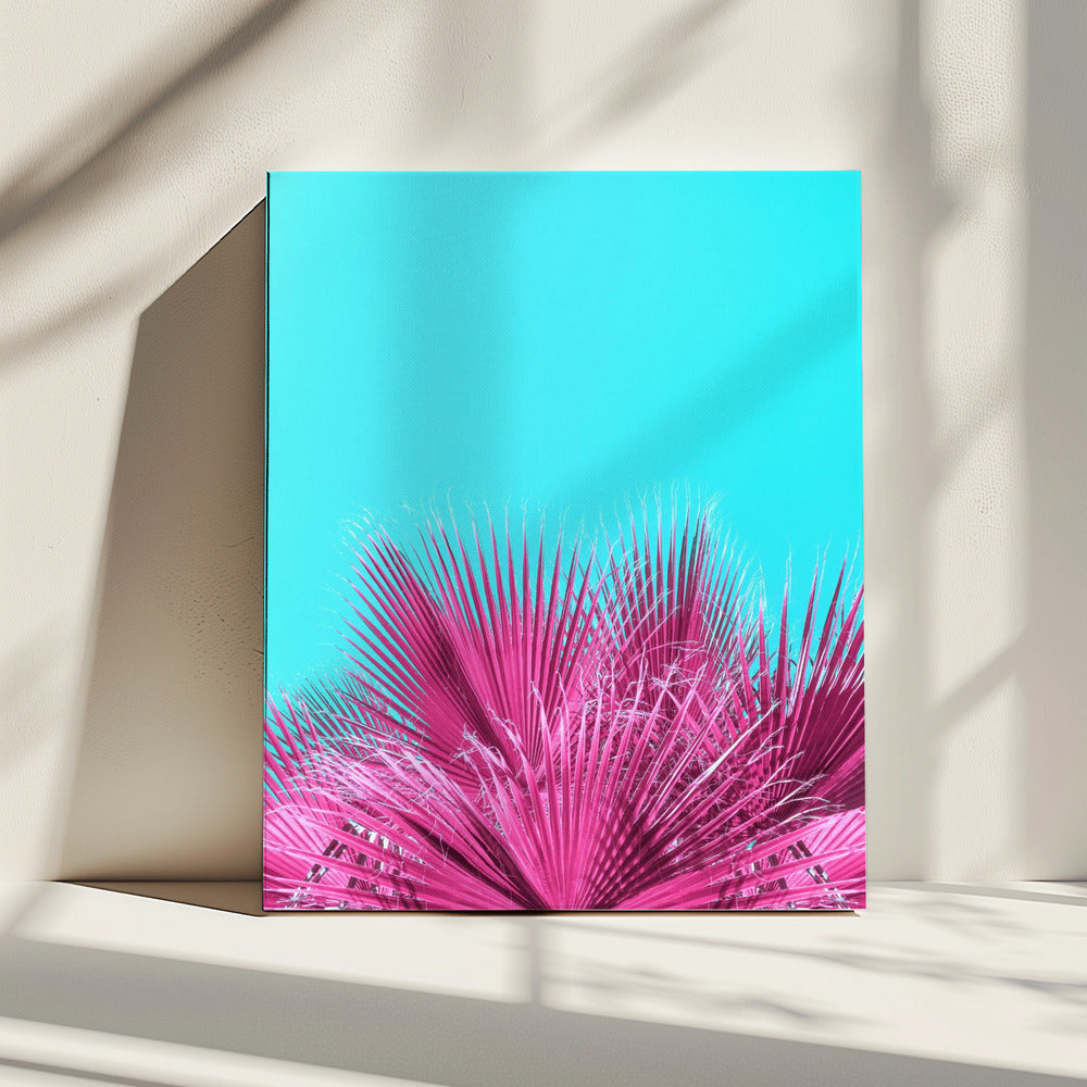 Elektrische roze palmbladeren | Canvas