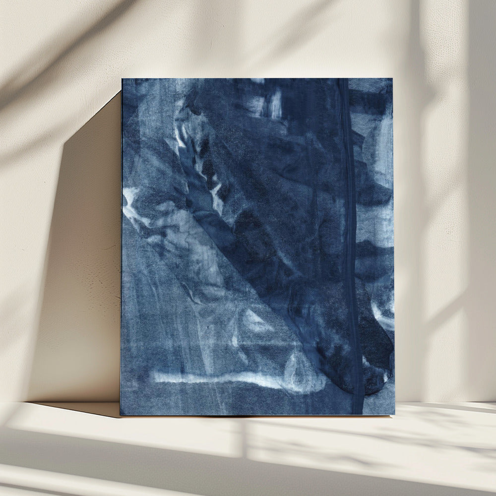 Blauwe textuur met vloeiende verticale lijnen | Canvas