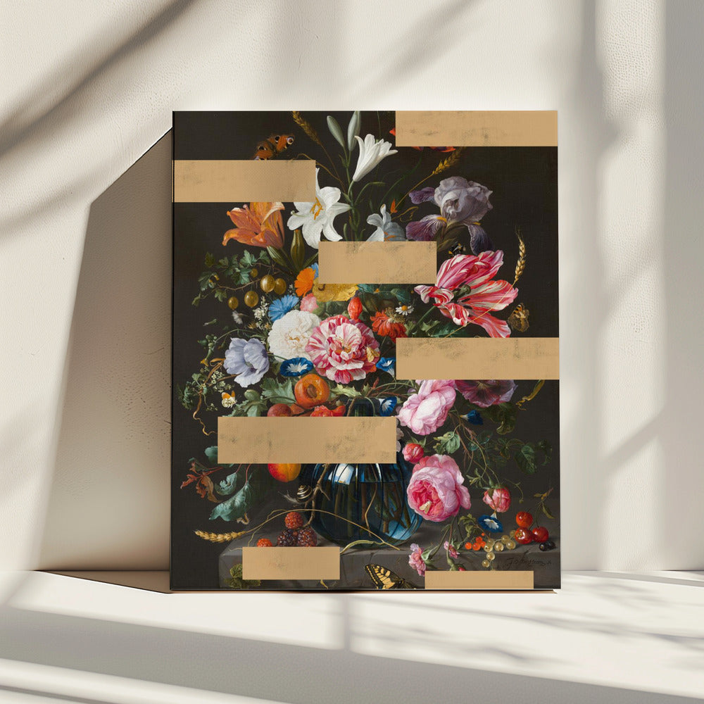 Bouquet of Vintage Oil Painting Flowers, Modern Collage | Canvas