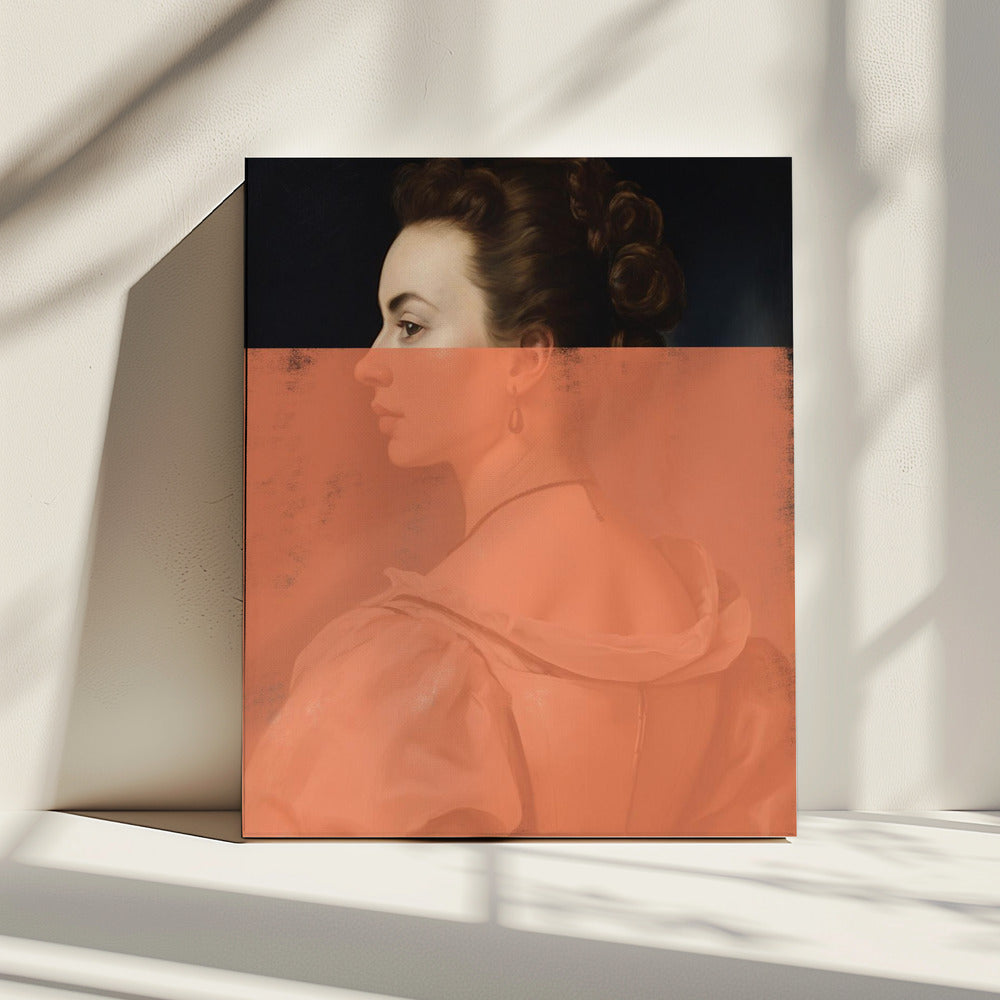Veranderd portret van vrouw Oranje moderne kunst | Canvas