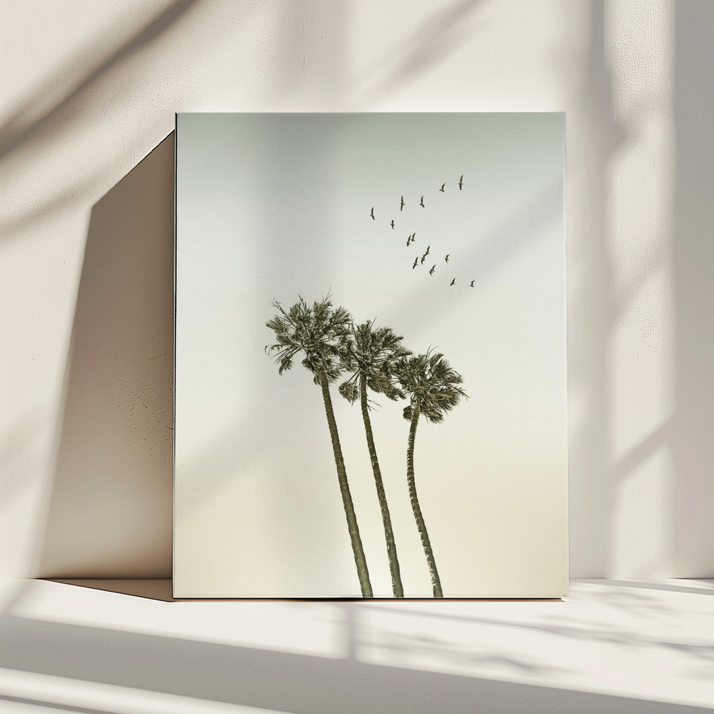 Vintage minimalistische palmbomen en zonsondergang | Canvas
