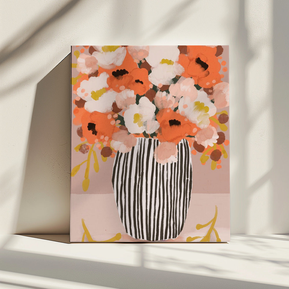 Gestreepte vaasbloemen | Canvas