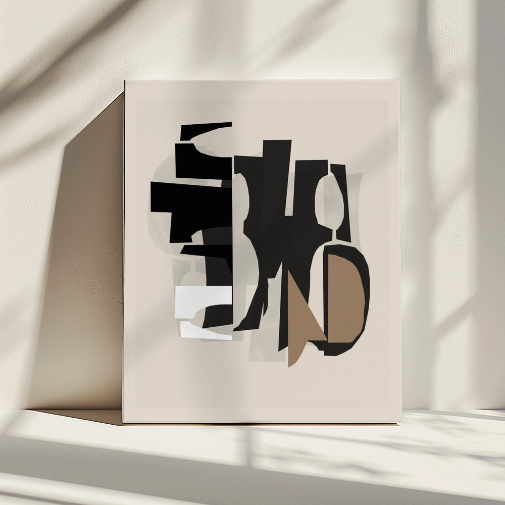 Zwart-wit en bruin reliëf 2 | Canvas