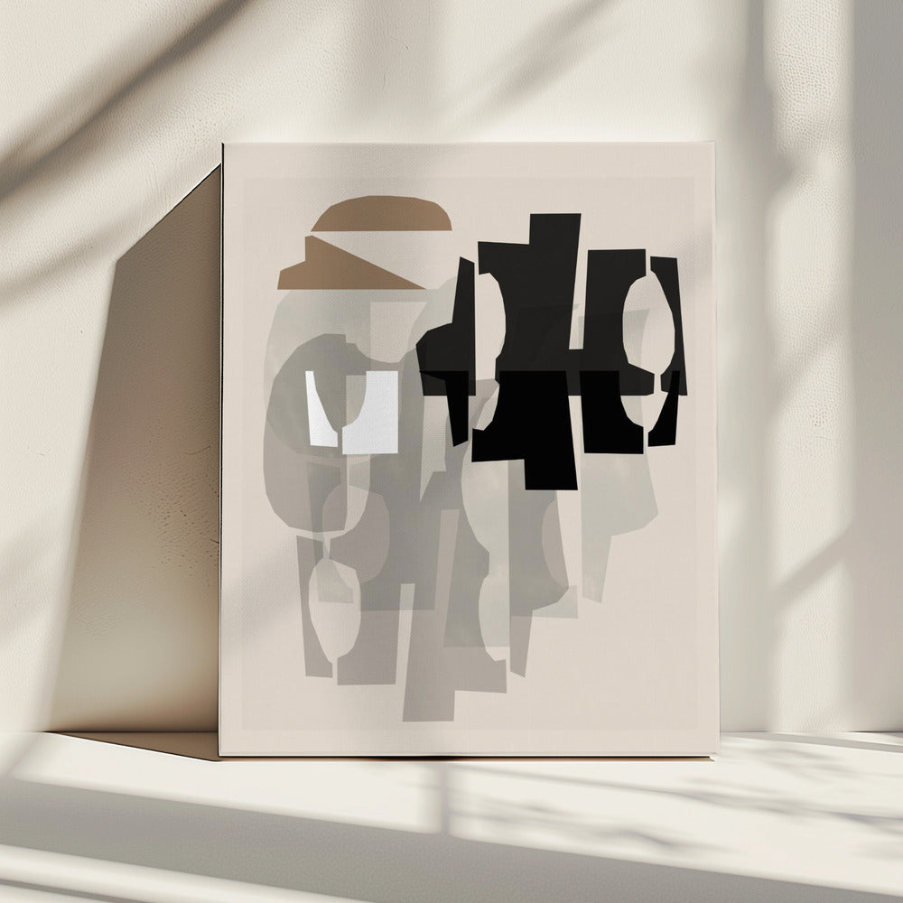Zwart-wit en bruin reliëf 1 | Canvas