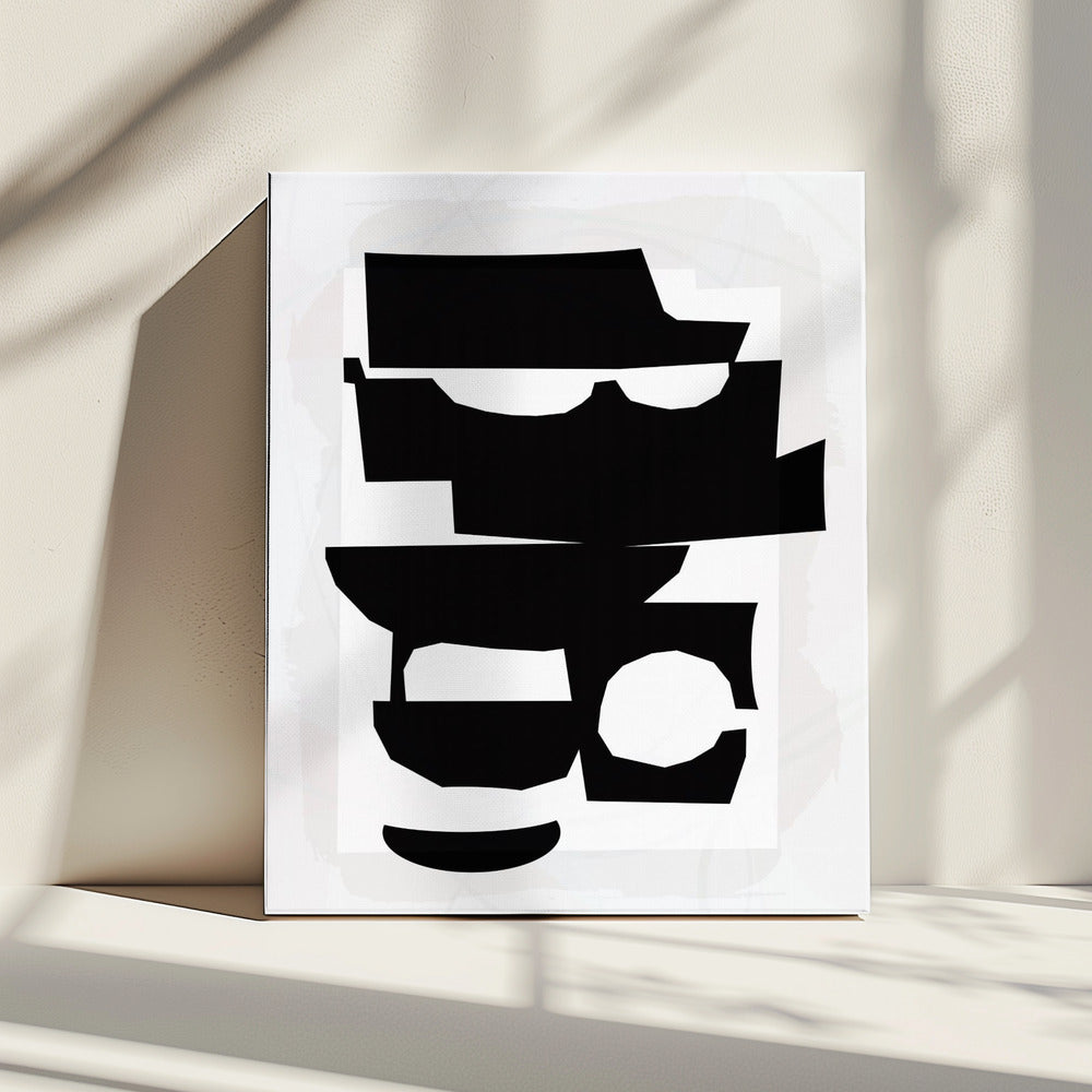 Zwart-witte uitgesneden vormen 1 | Canvas