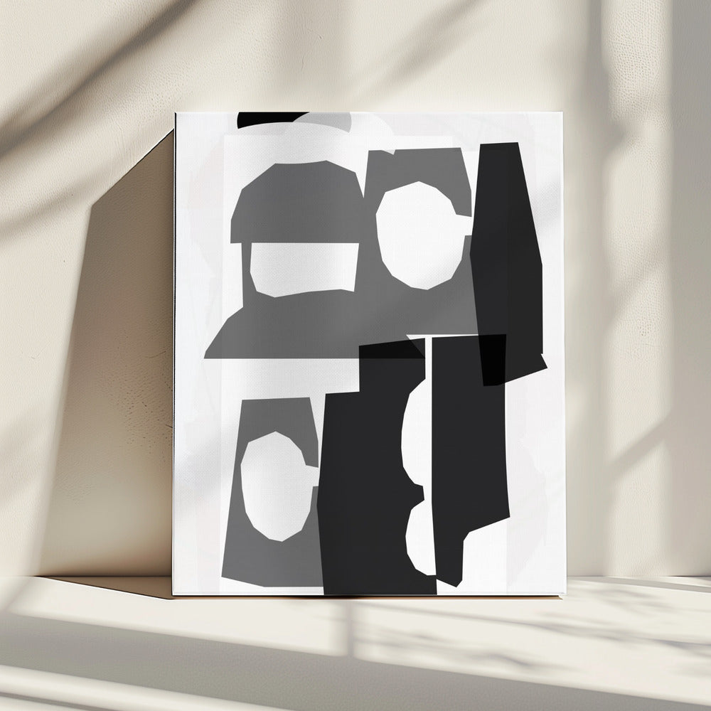 Zwart-witte uitgesneden vormen 3 | Canvas