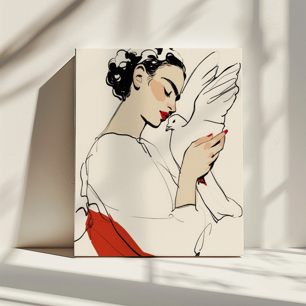 Duif Omhelzing | Canvas