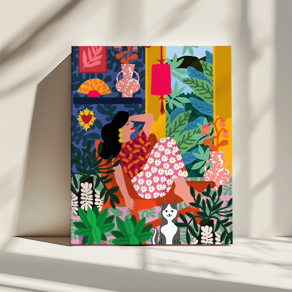 Flower power Vrouw | Canvas