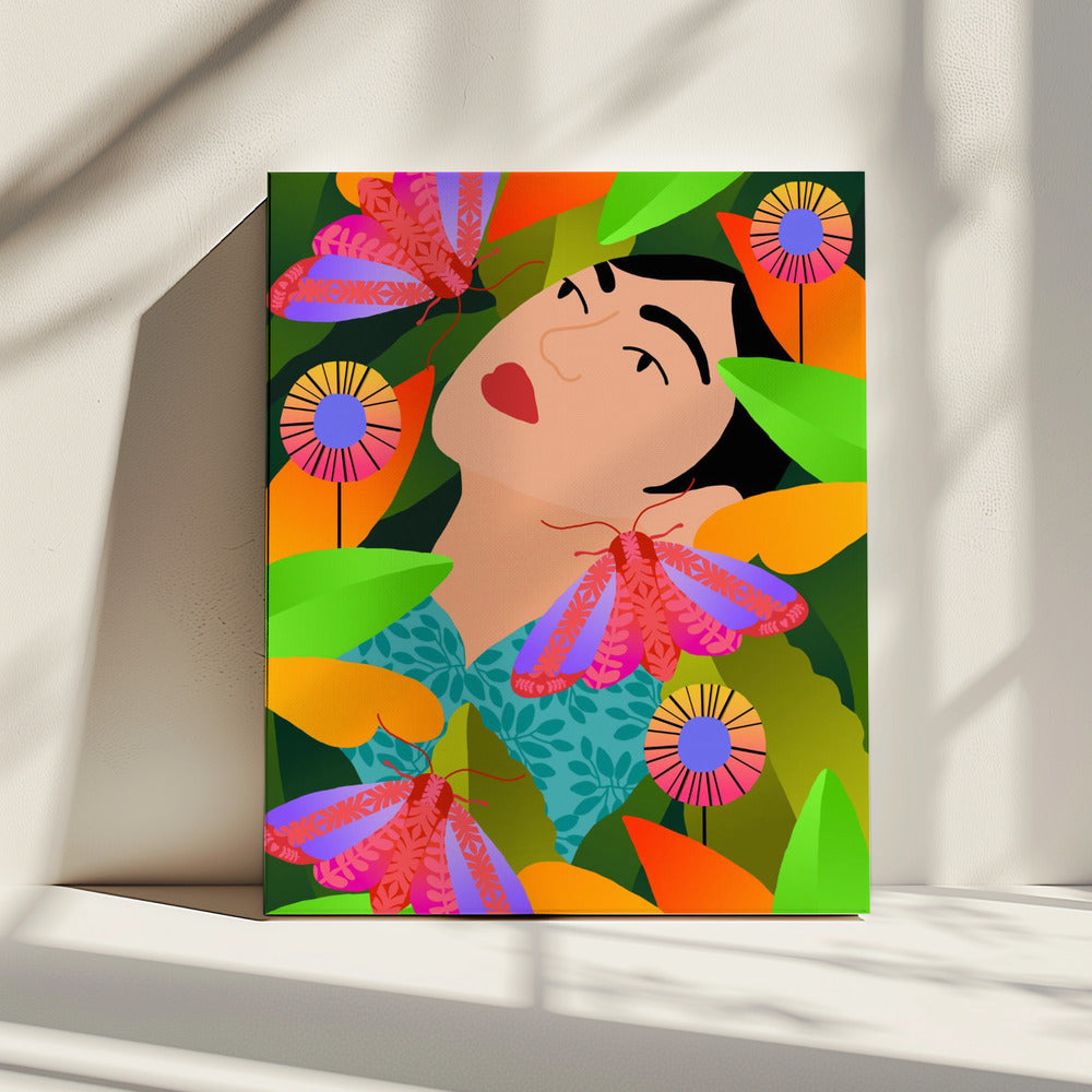 Meisje met haar planten | Canvas
