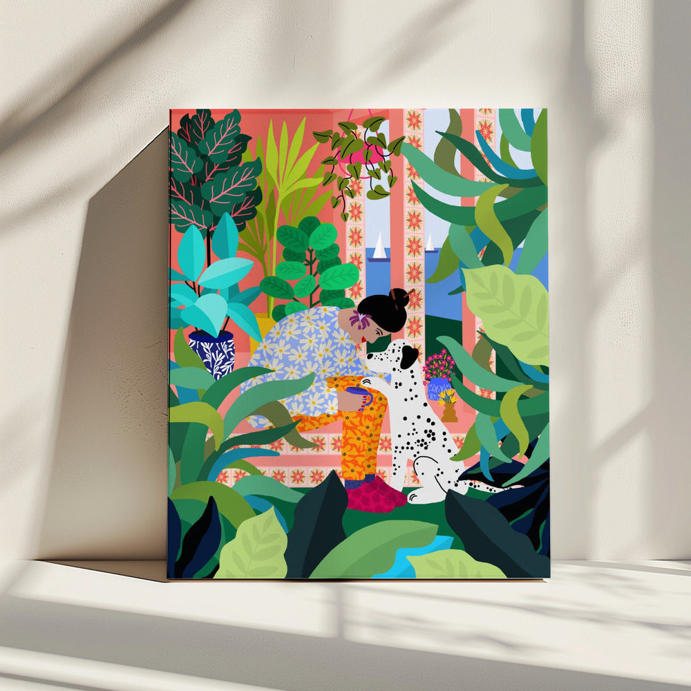 Meisje met hondje | Canvas