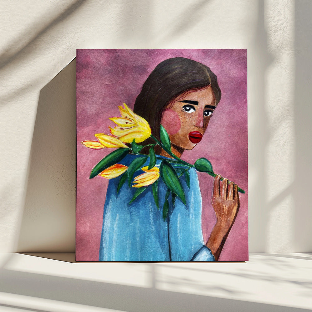 Vrouw met lelie | Canvas