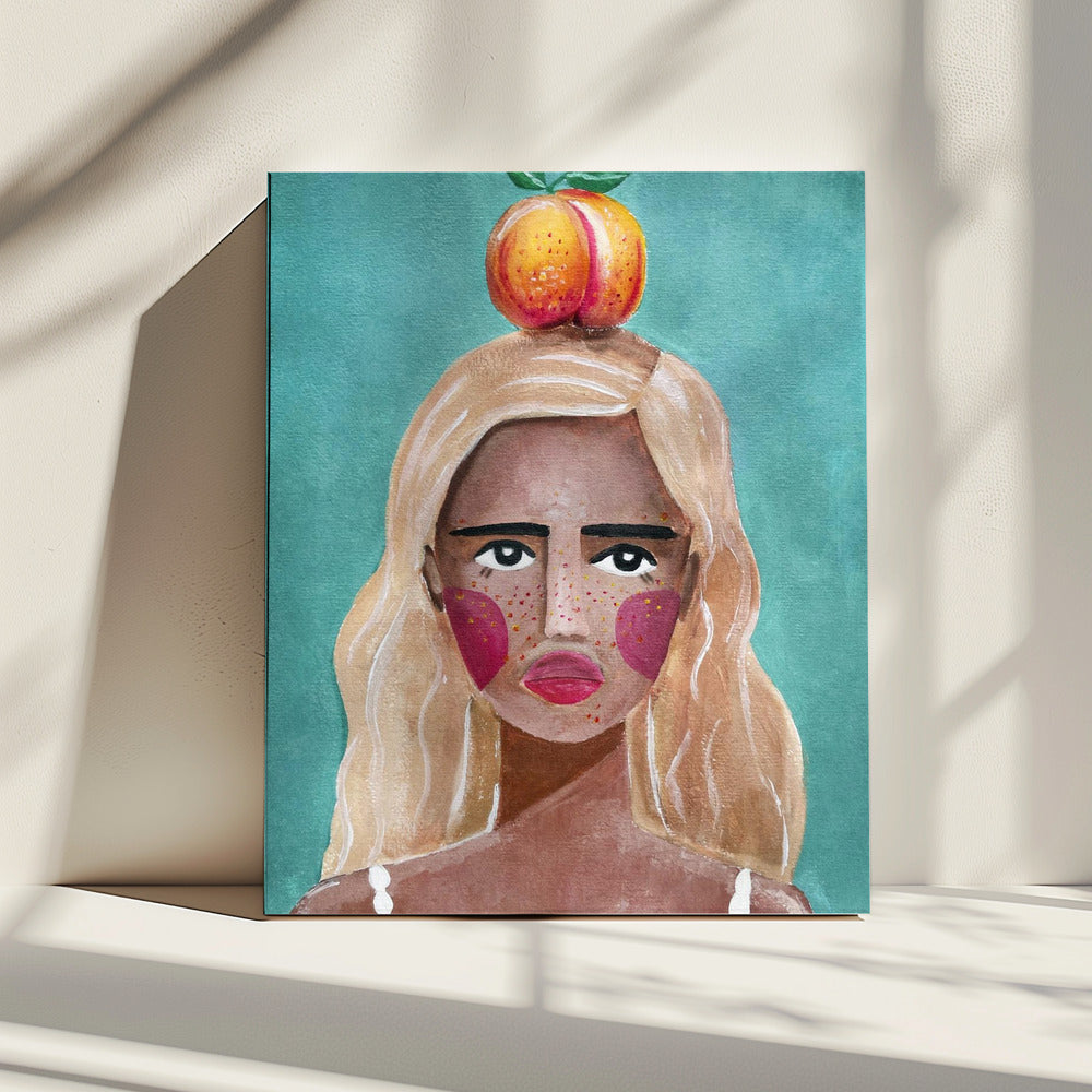 Vrouw met perzik | Canvas