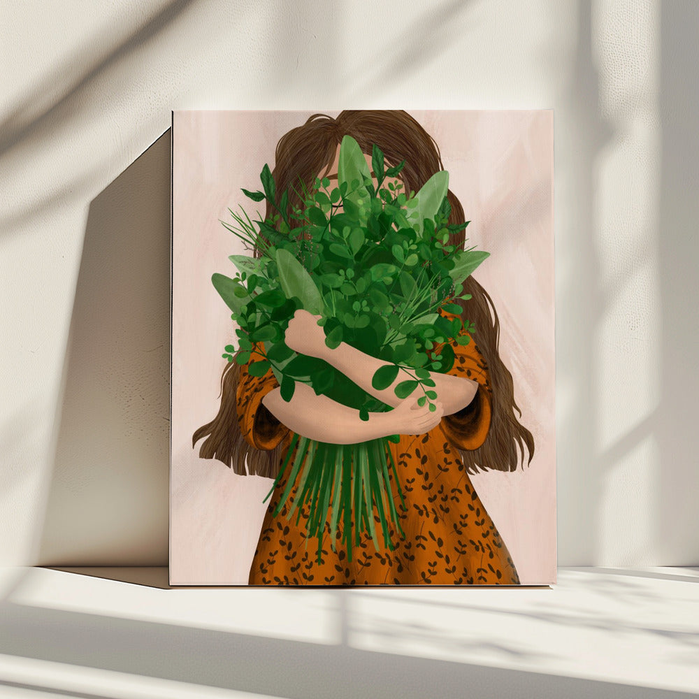 Meisje met boeket | Canvas