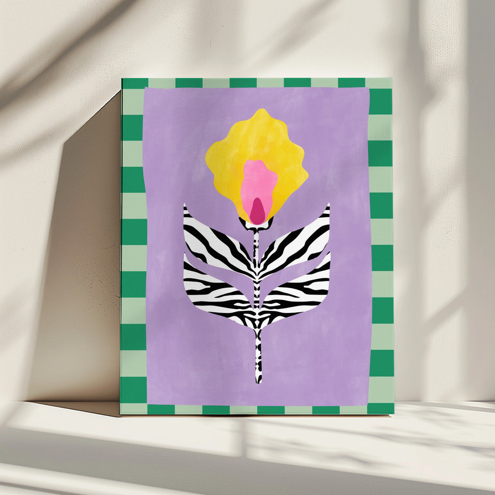 Bloem met zebrapatroonbladeren | Canvas