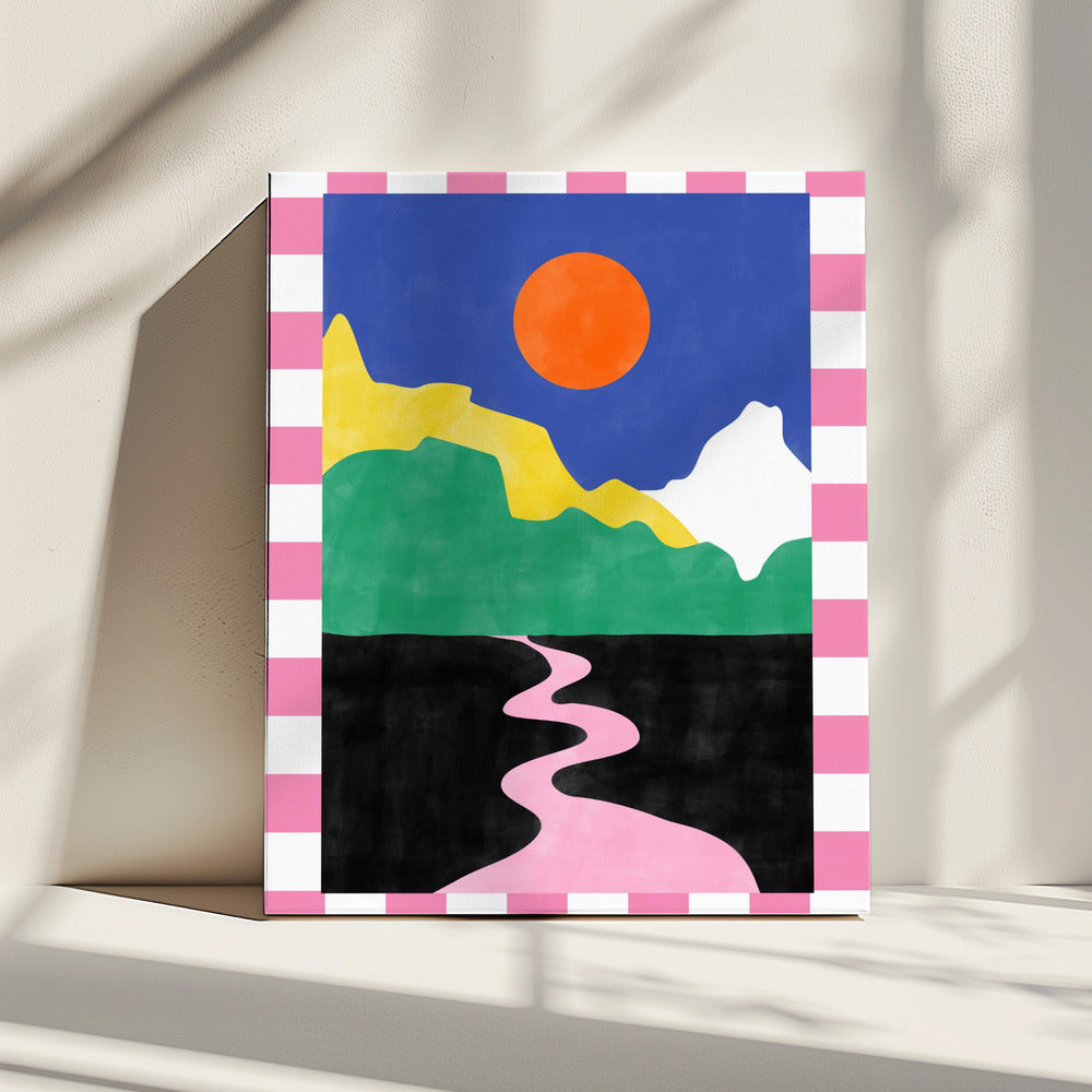 Minimalistisch landschap met levendige kleuren | Canvas