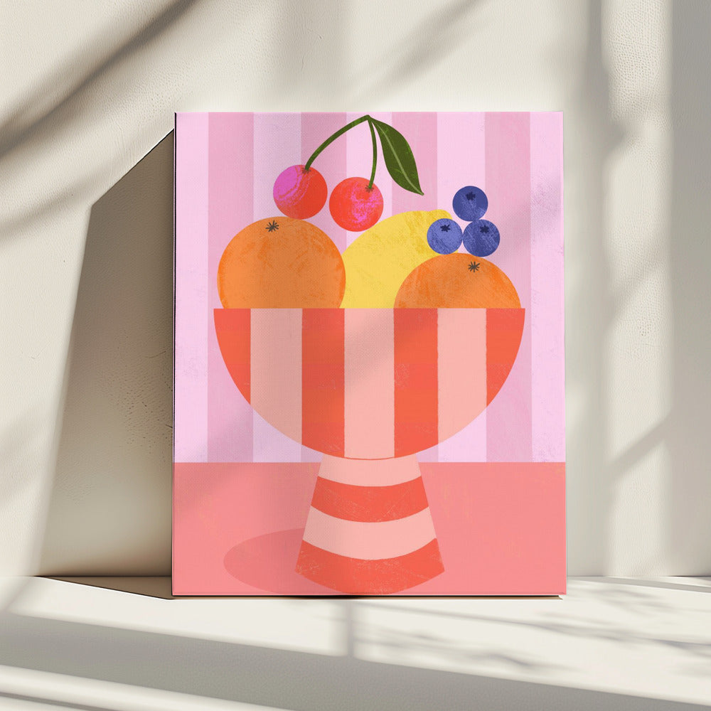 Fruit in gestreepte schaal | Canvas