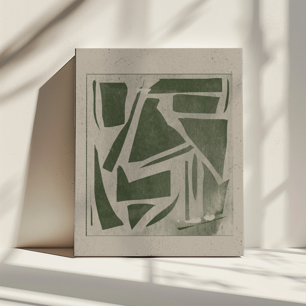 Groen Geometrisch Doolhof | Canvas
