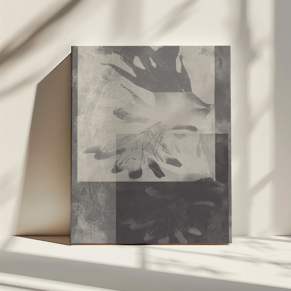 Fluisterende bladeren – Abstract patroon in taupe en wit | Canvas