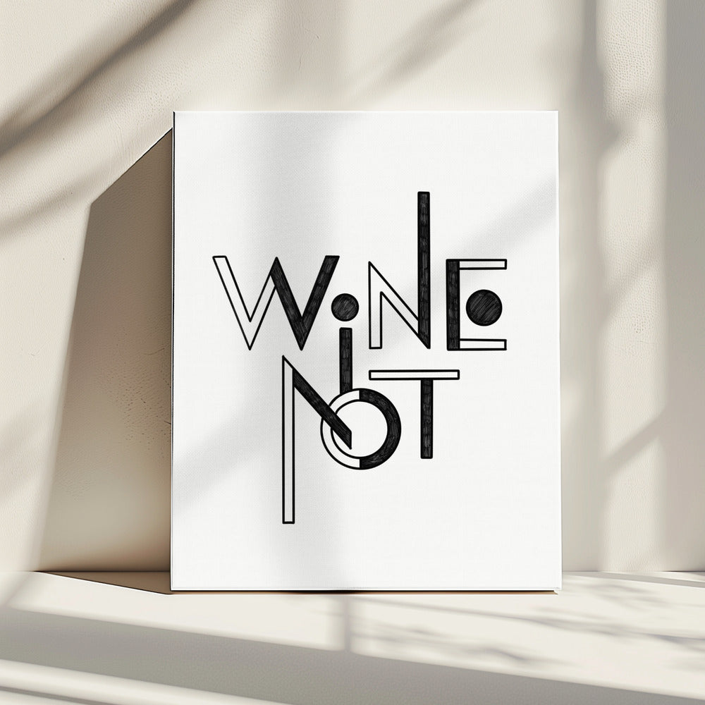 Wijn Niet handgetekende tekst &amp; citaat | Canvas