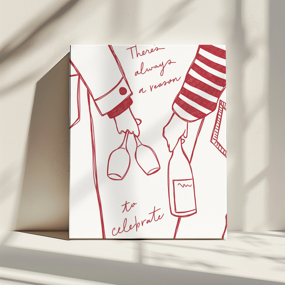 Vrouw met wijnfles en wijnglas (rood) - Wine Vin Rouge Femme | Canvas