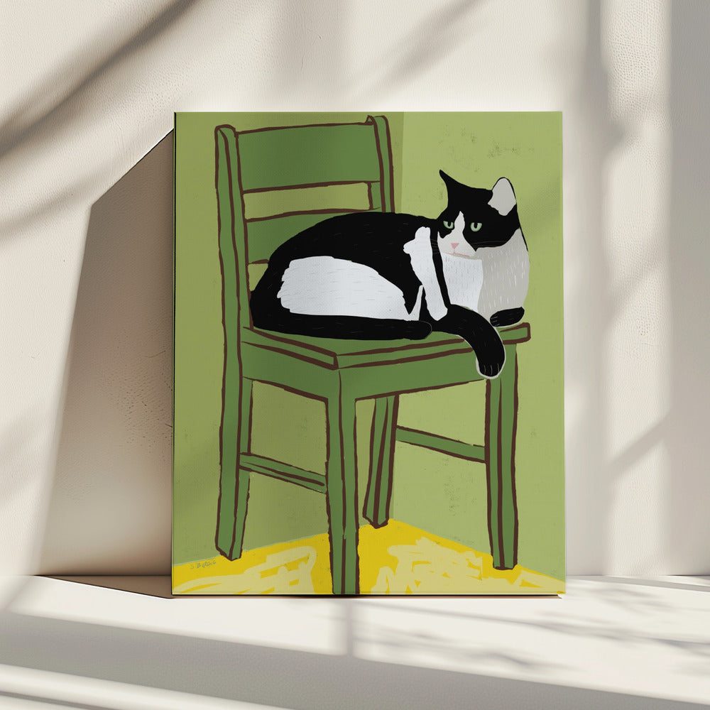 Tuxedo kat zittend op stoel | Canvas