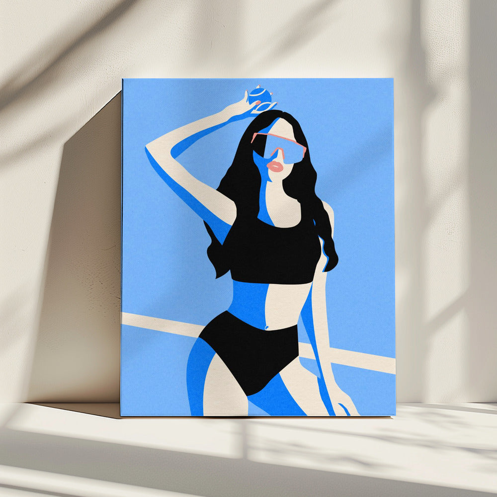 Blauw Sportmeisje | Canvas