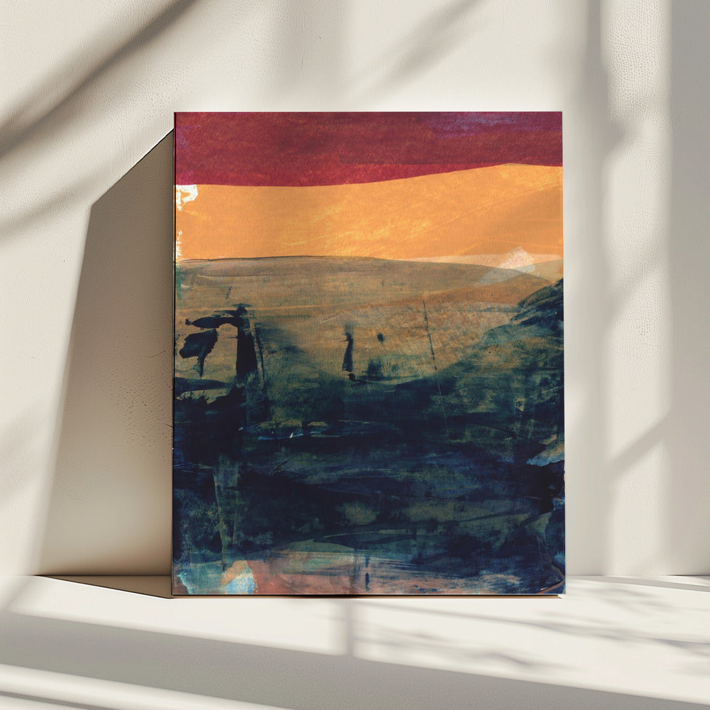 Mix van aardse tinten en levendig blauwgroen | Canvas