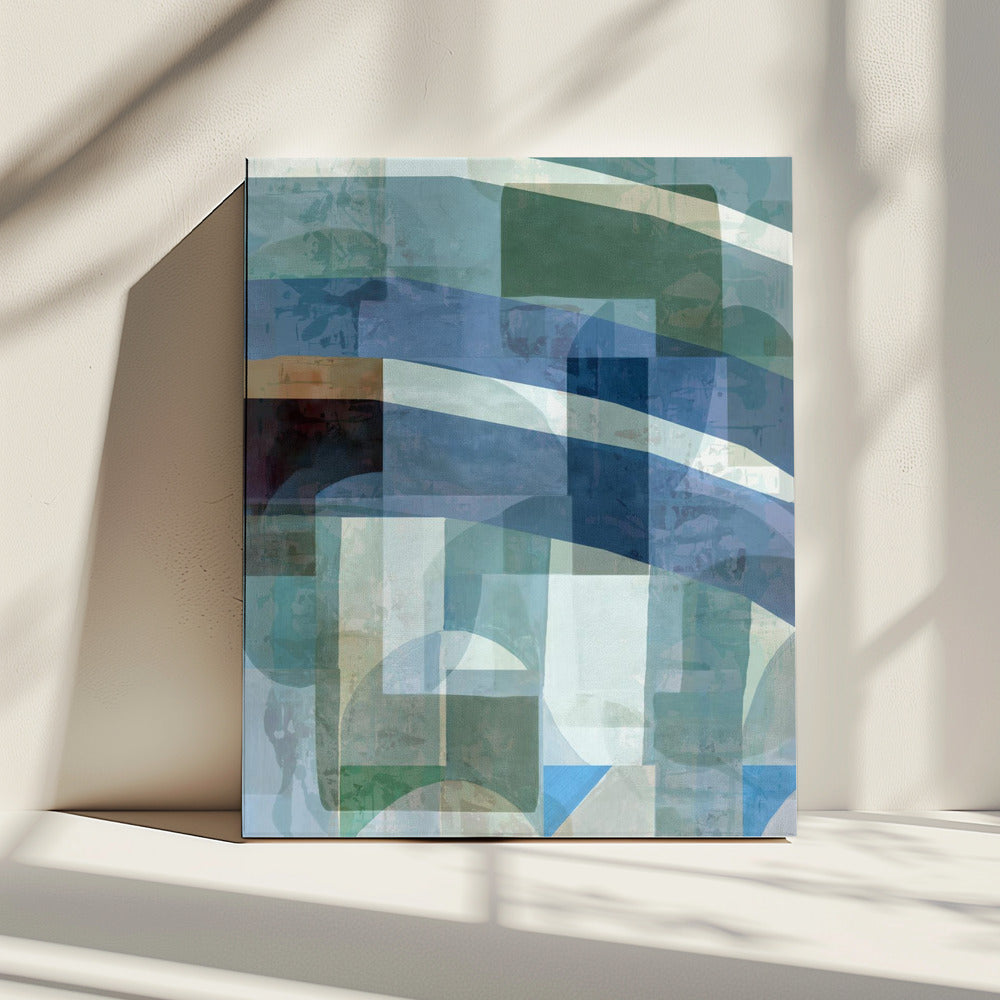 Abstracte blauwe en neutrale vormen 1 | Canvas