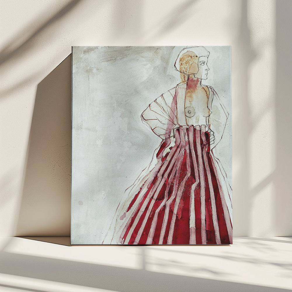 Vrouw in het rood | Canvas