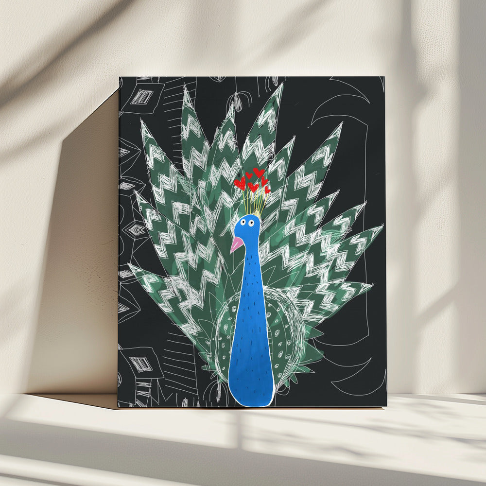 Schattige pauw met jungle-krabbel van kunstenaar Carla Daly | Canvas