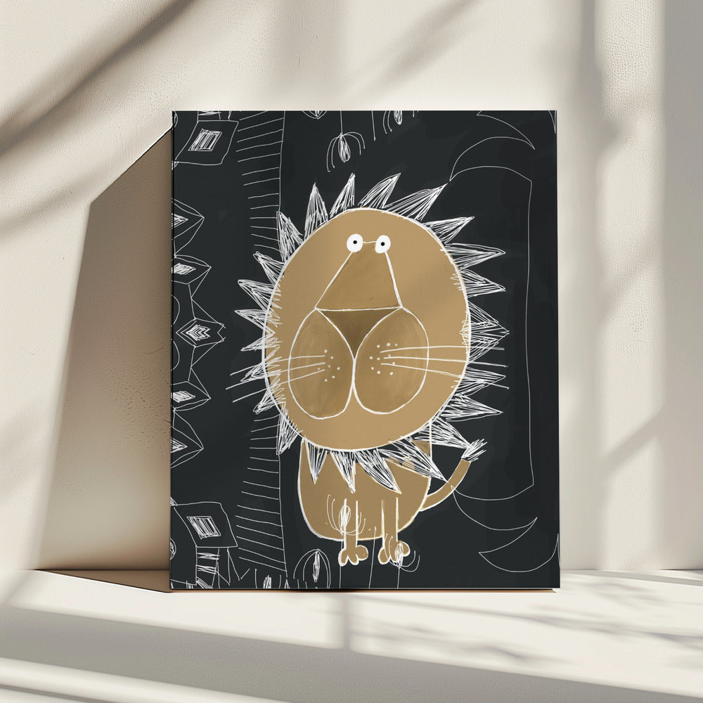 Schattige leeuw met jungle-krabbel van kunstenaar Carla Daly | Canvas