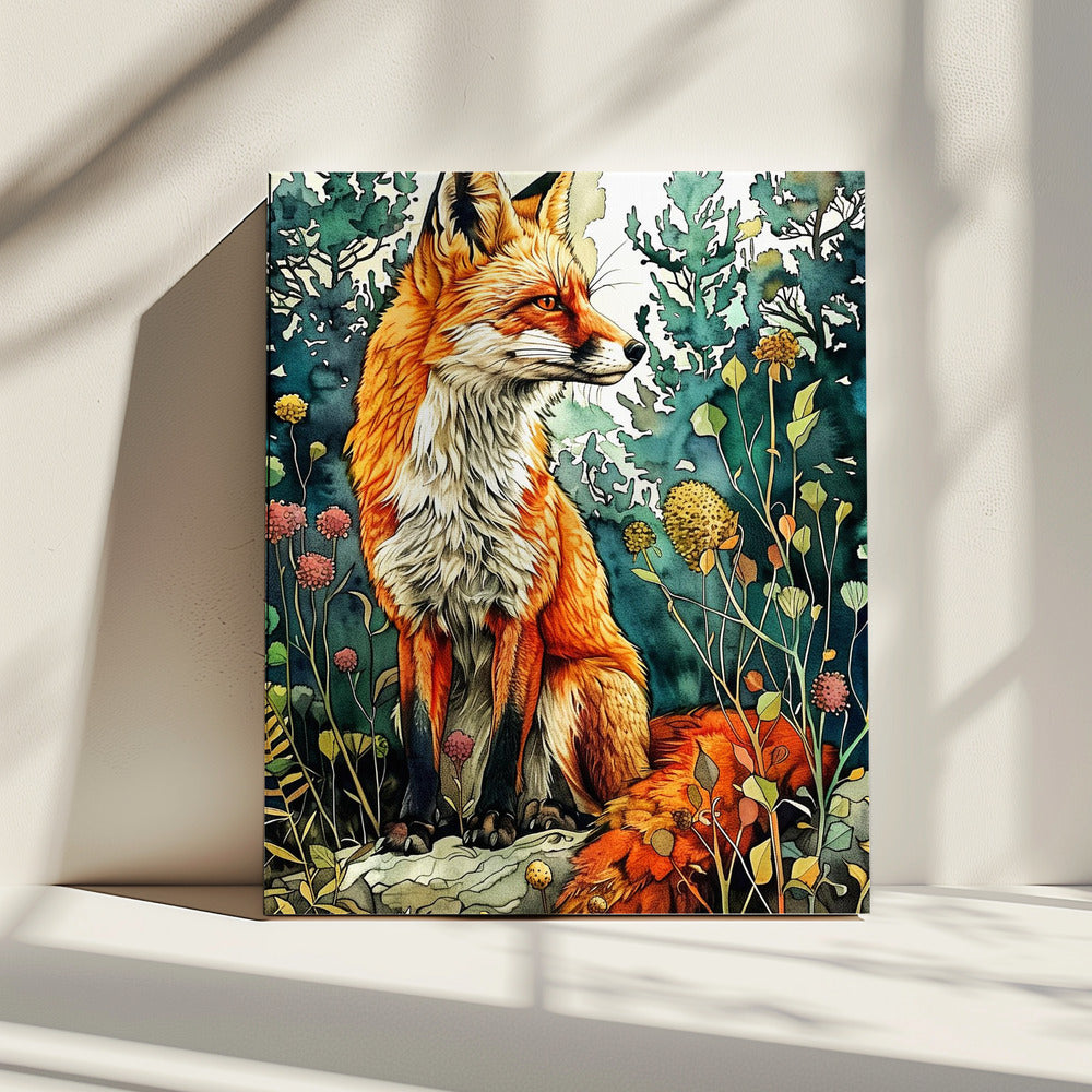 Aquarelkunst van een vos 13 | Canvas