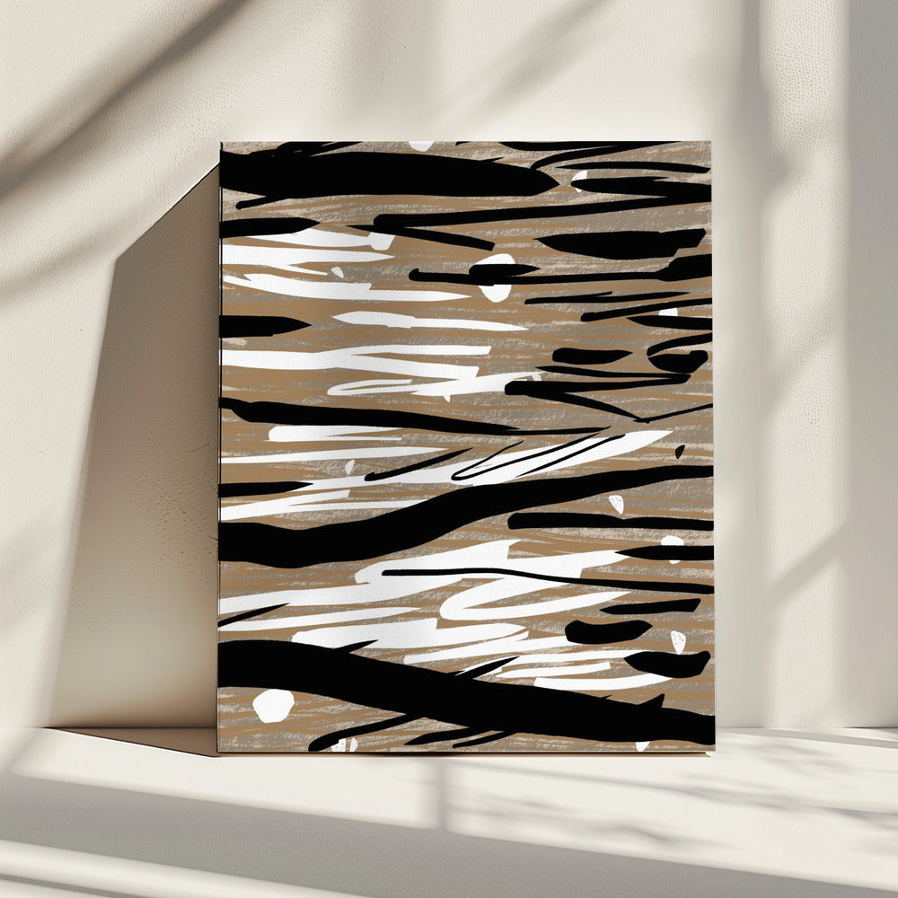 Zwart-witte penseelstreken | Canvas