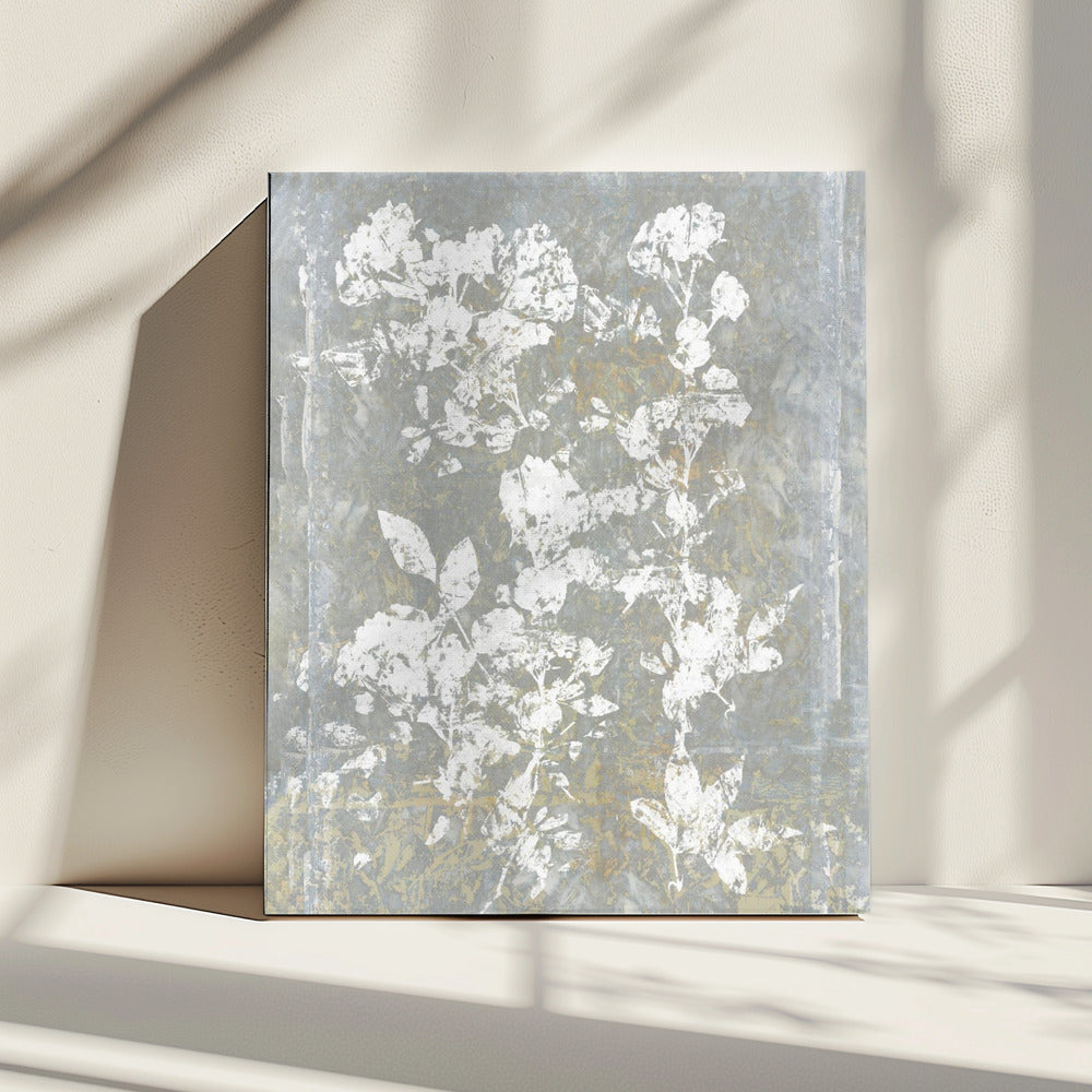 Botanisch wit getextureerd bloemenmotief 1 | Canvas