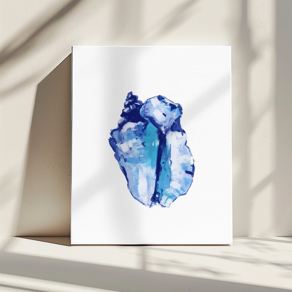 Blauwe schelp op witte achtergrond nr. 1 | Canvas