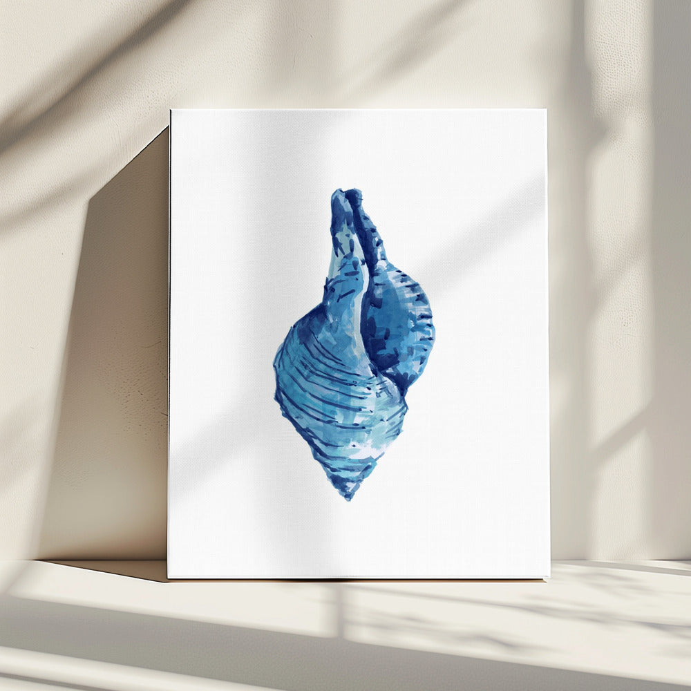Blauwe schelp op witte achtergrond nr. 3 | Canvas