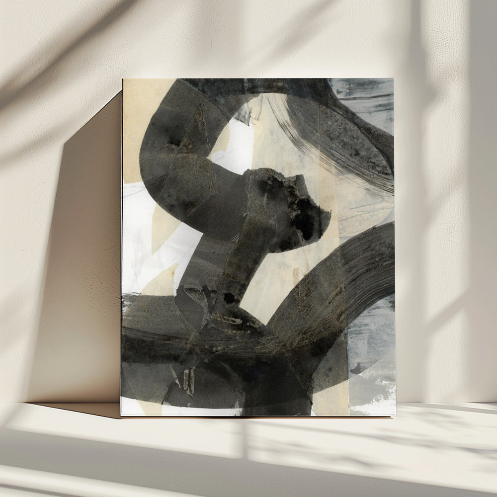 Abstract Gehamerd Zwart Neutraal 1 | Canvas