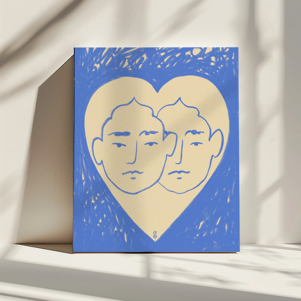 Twee abstracte gezichten | Canvas