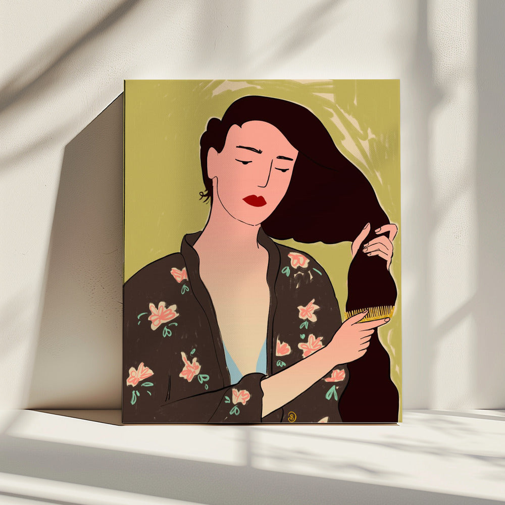 Vrouw met lang haar | Canvas