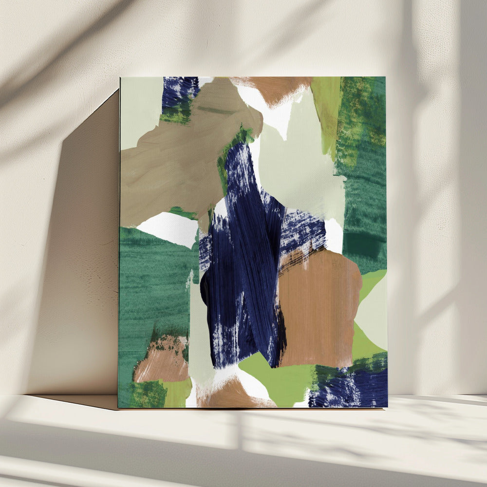 Abstract Blauw Groen Beige Nr. 2 | Canvas