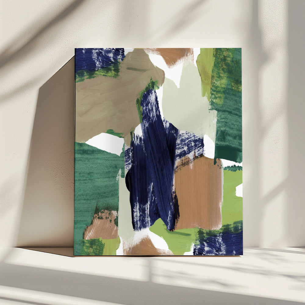 Abstract Blauw Groen Beige Nr. 1 | Canvas