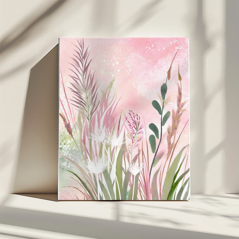 Roze en Groen 32 | Canvas