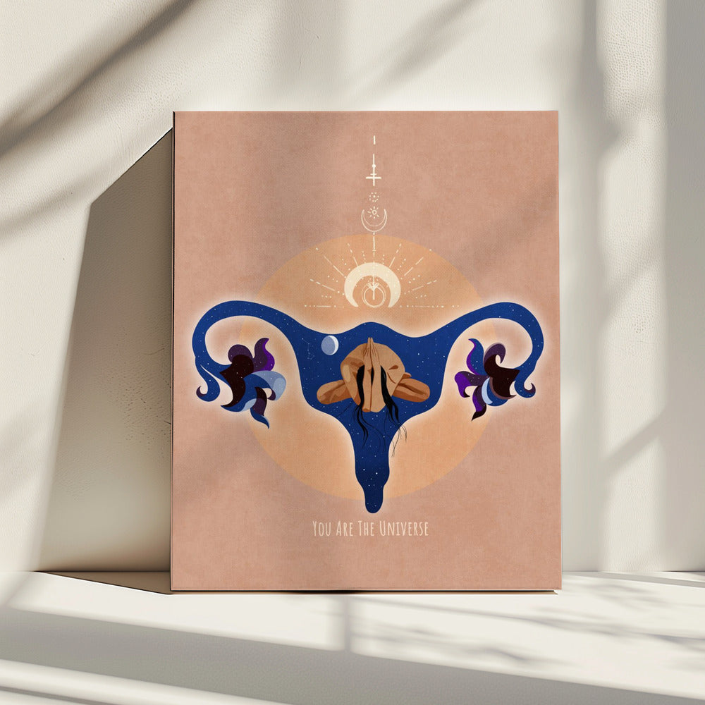 Spiritueel, Vrouwelijk, Energie, Sterren, Maan, Vulva, Meditatie, Yoga en Inspiratie Poster Spir 1b | Canvas